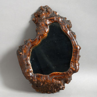 A Rare 19th Century Burr or Root-work Grotto Mirror