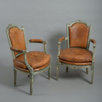 One of Three Pairs of Louis XVI Painted Armchairs