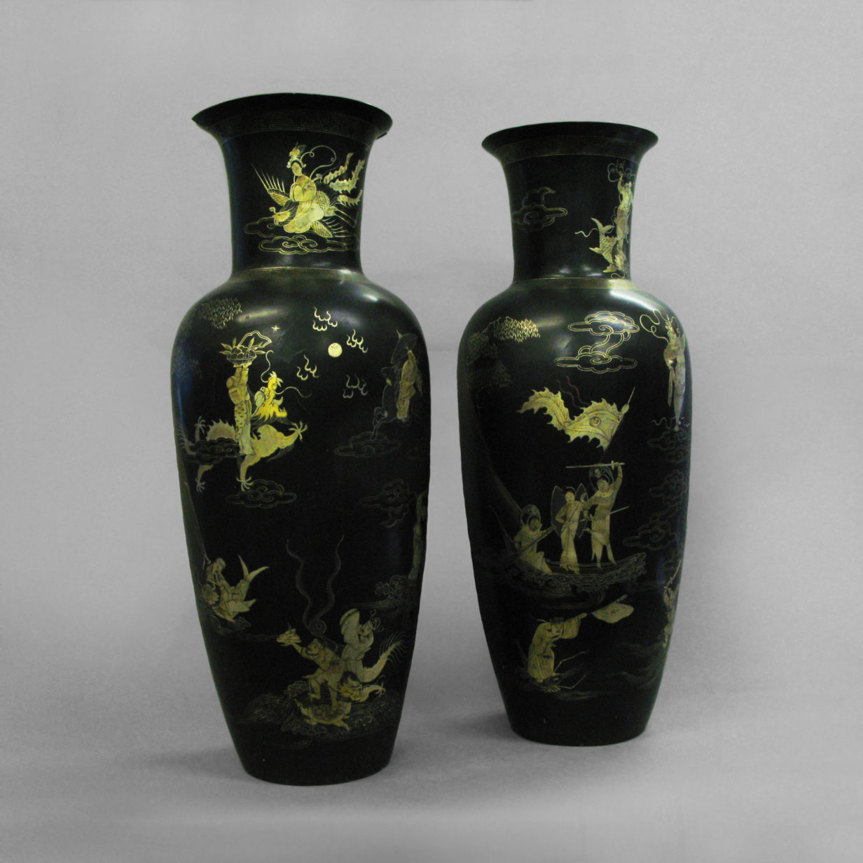 A pair of large lacquer vases