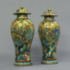 A pair of qing dynasty clobbered vases