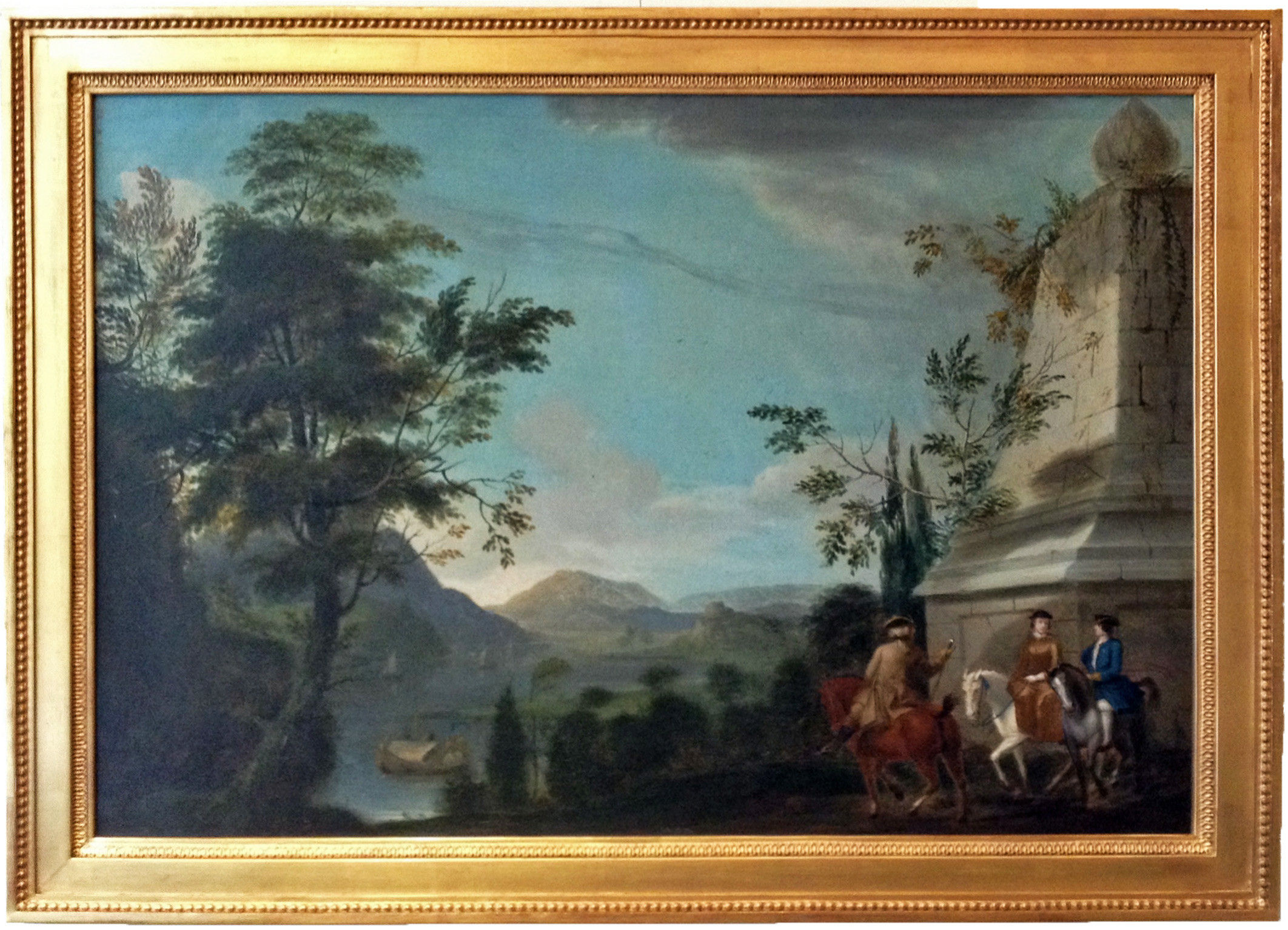 Landscape with Classical Figures on and beside a Lake Painting