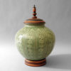 A green glazed vase lamp base