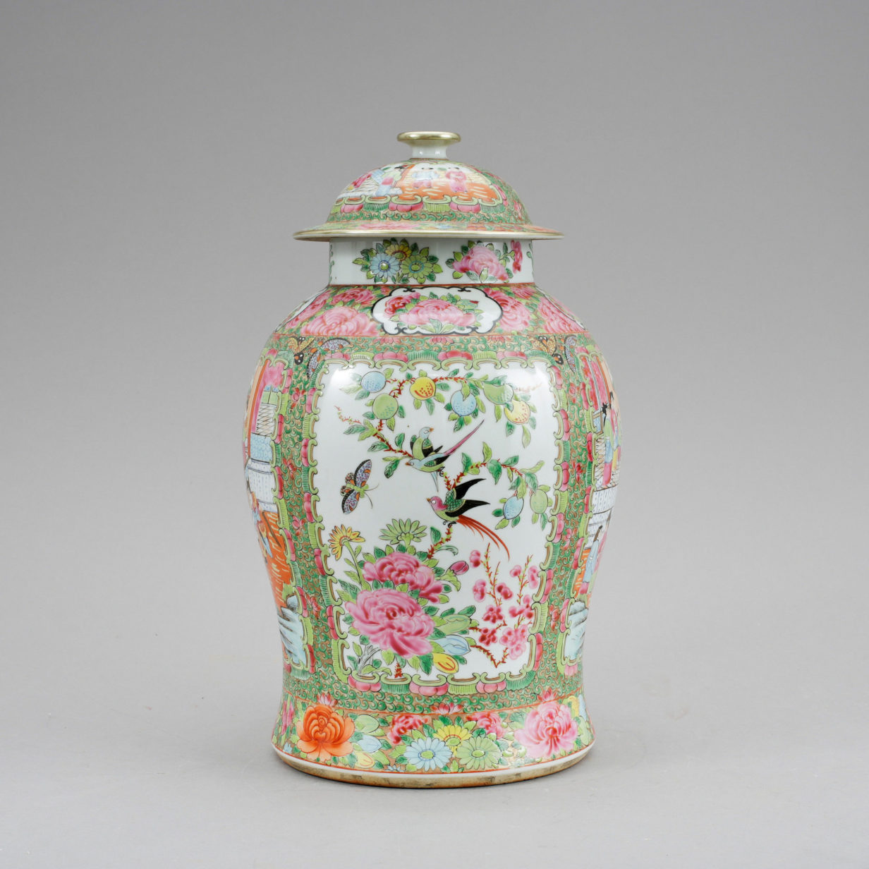 A canton famille rose vase and cover