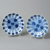 A pair of aster pattern blue and white porcelain dishes