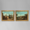 An 18th century pair of capriccio landscapes with figures before ruins
