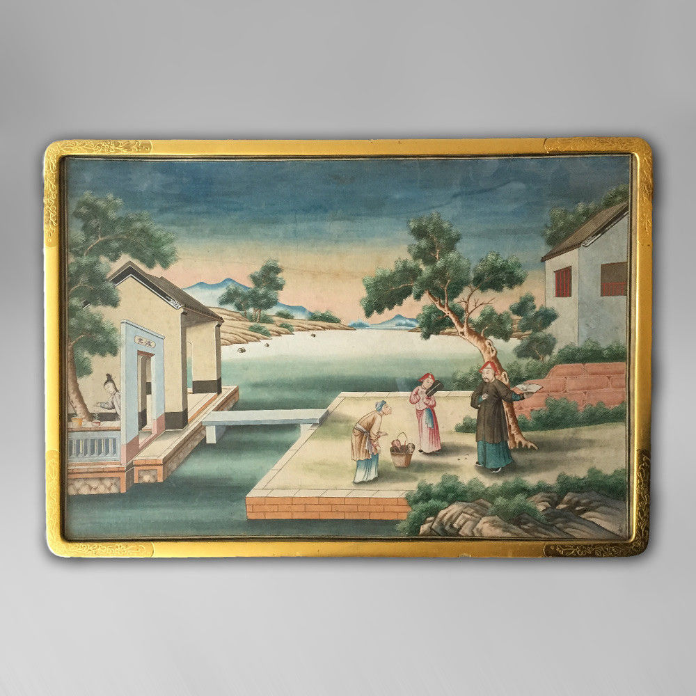 665774. Jpg A late 18th century chinese export gouache landscape