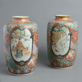 A pair of large 19th century imari vases