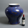 A large scale 19th century qing dynasty blue and gold glazed vase