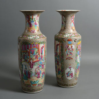 A large pair of 19th century qing dynasty canton porcelain vases
