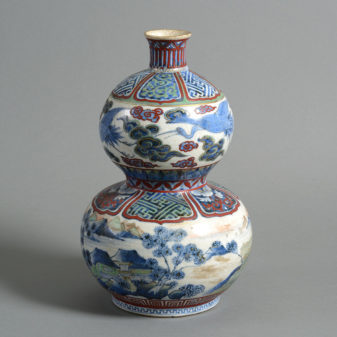 A 19th century meiji period kutani double gourd vase