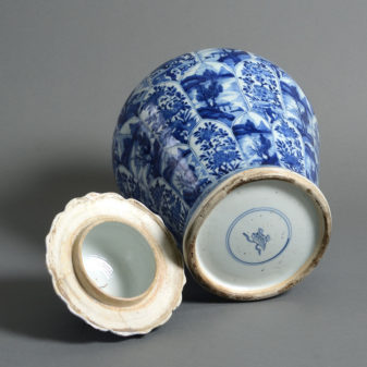 An early 18th century blue and white kangxi period porcelain vase