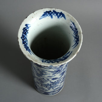 A 19th century qing dynasty blue & white trumpet vase