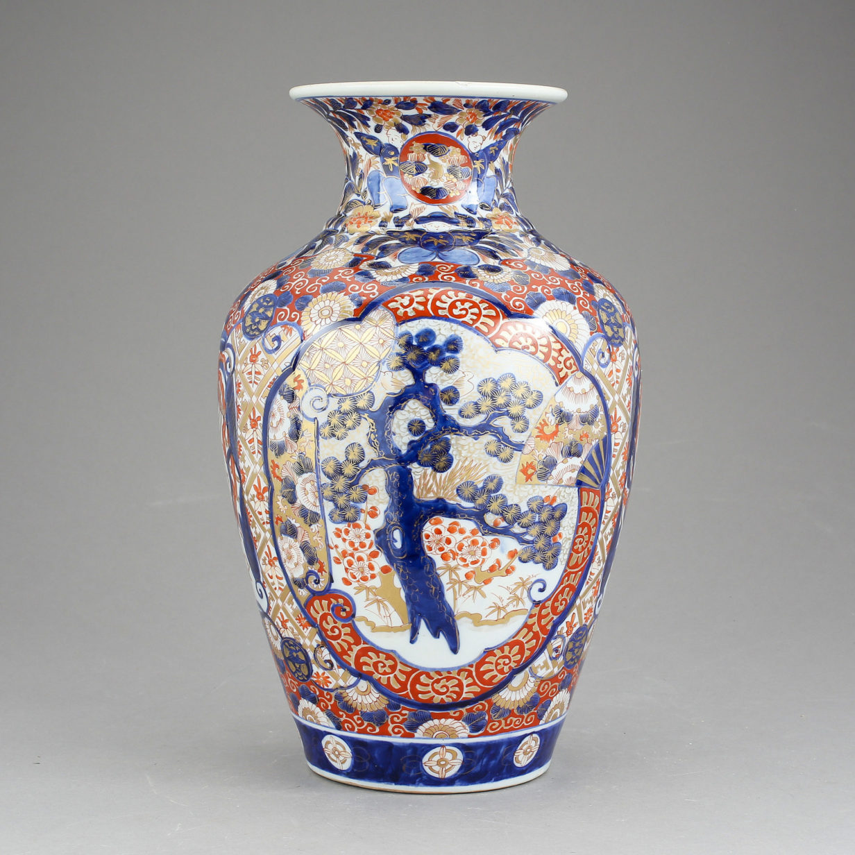 A 19th century imari baluster porcelain vase