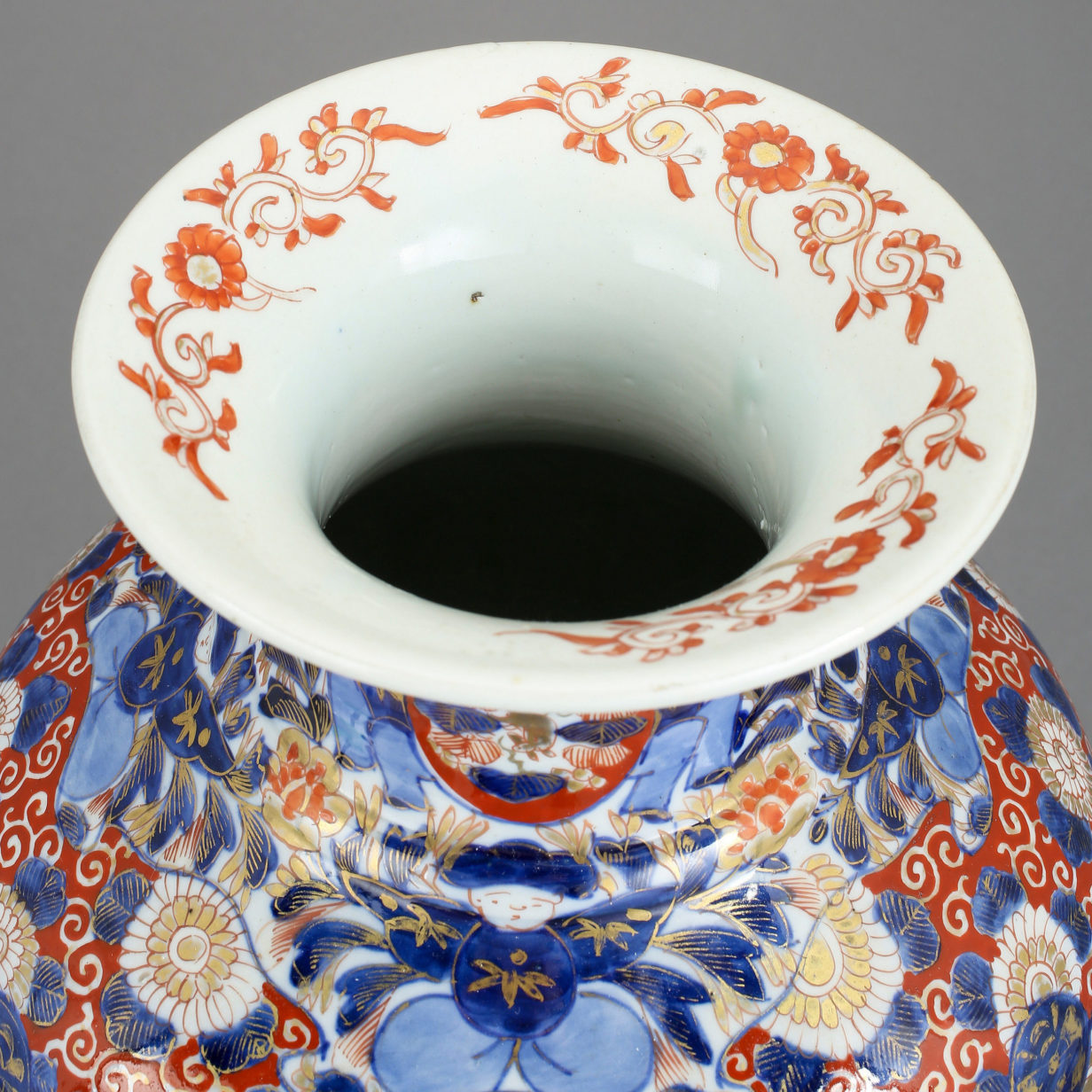 A 19th century imari baluster porcelain vase