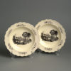 A pair of late 18th century staffordshire creamware plates
