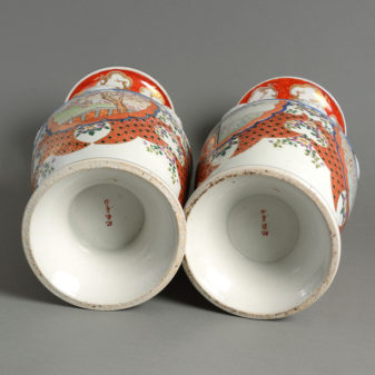 A fine pair of 19th century imari porcelain vases