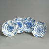A set of four 18th century qianlong period blue and white porcelain plates