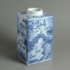 A qianlong period blue and white porcelain square tea cannister