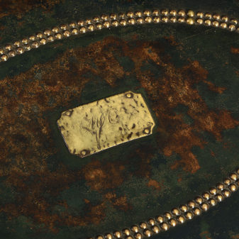 A 19th century chinese export leather & brass trunk