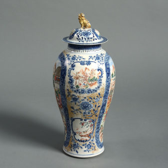 A large late 18th century qianlong period mandarin porcelain vase & cover