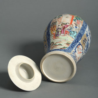 A large late 18th century qianlong period mandarin porcelain vase & cover