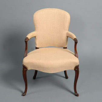 An 18th century french hepplewhite upholstered armchair