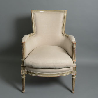 A 19th century bergere armchair in the louis xvi style