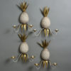 A mid-20th century set of four pineapple wall lights
