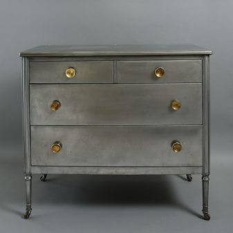 A mid-20th century steel & brass chest of drawers