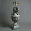A large 18th century painted finial as a lamp base