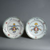 A pair of late 18th century polychrome faience chargers