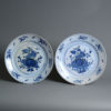 A pair of blue & white delft pottery chargers