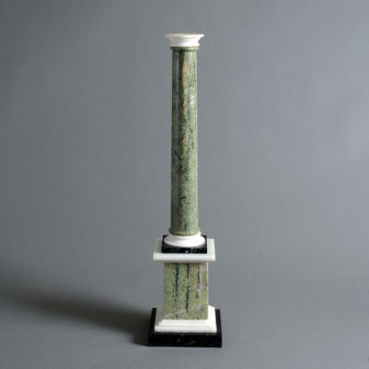 A 19th century tuscan marble column on square plinth