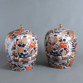 A Pair of 19th Century Samson Imari Jars and Covers