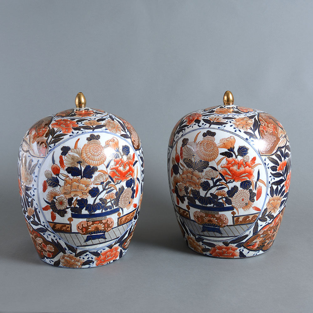 A Pair of 19th Century Samson Imari Jars and Covers