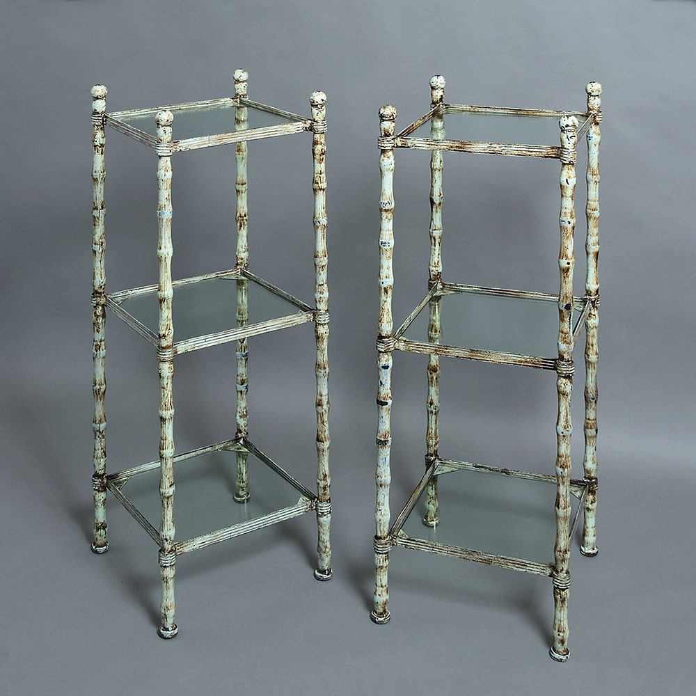 A Pair of Mid-20th Century Faux Bamboo Etageres