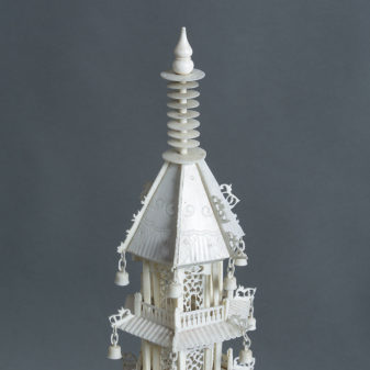 A mid-19th century carved bone pagoda
