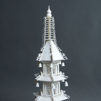 A fine 19th century ivory and bone model pagoda