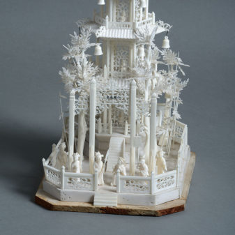 A fine 19th century ivory and bone model pagoda