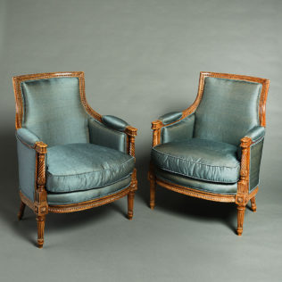 A Pair of Louis XVI Style Bergere Armchairs