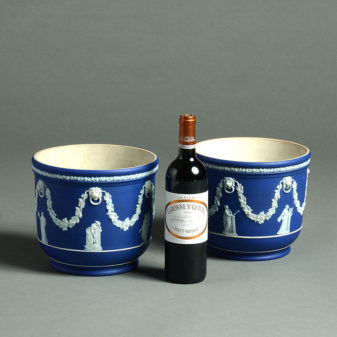 A pair of 19th century wedgwood jasperware jardinieres
