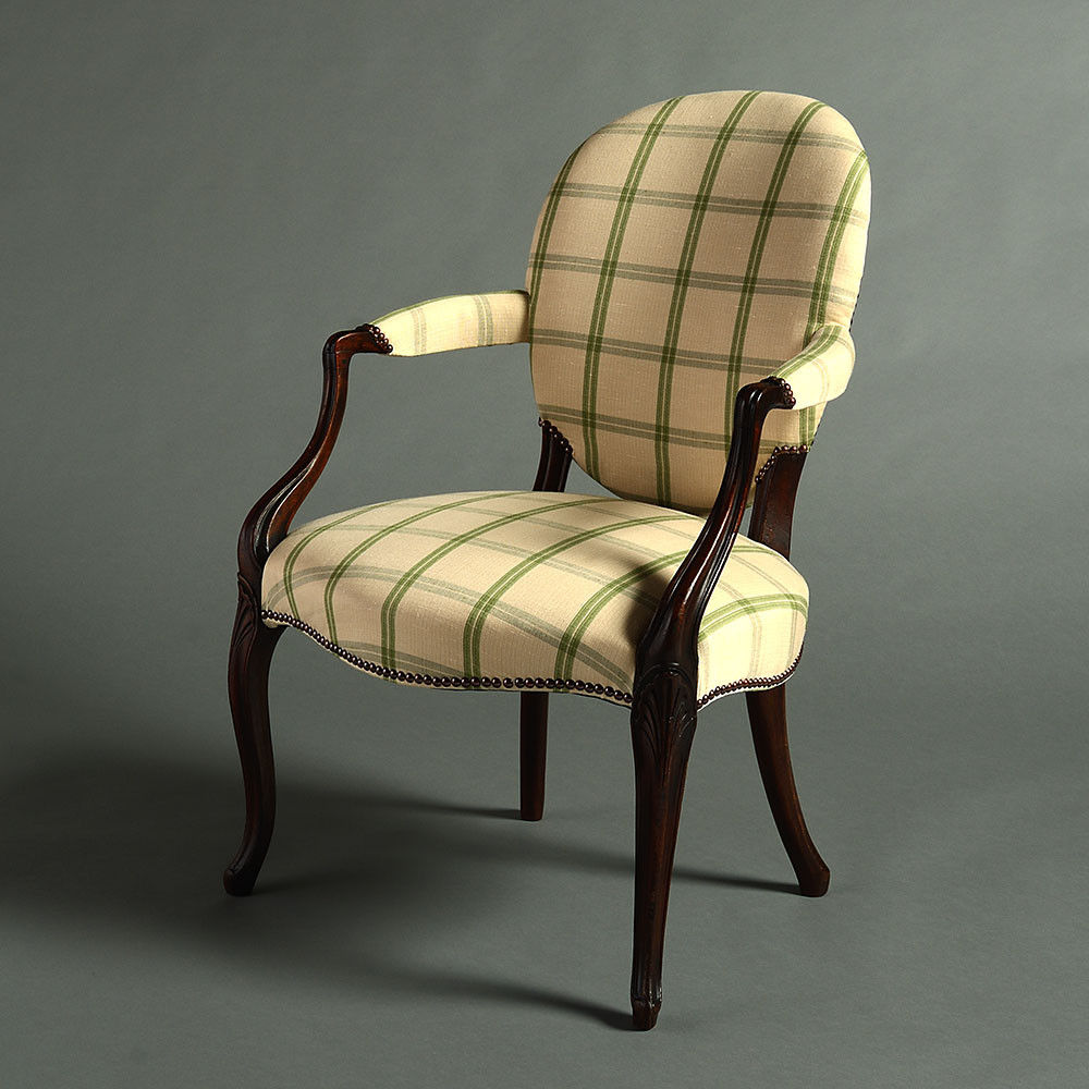 A Late 18th Century George III Period French Hepplewhite Mahogany Armchair