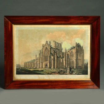 A set of four early 19th century prints of melrose abbey