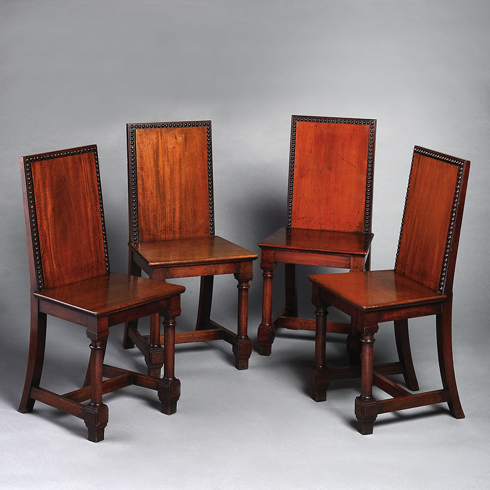 A Set of Four Mahogany 19th Century Hall Chairs