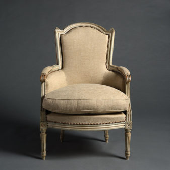 A pair of late 19th century louis xvi style painted bergeres