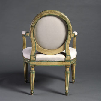 A pair of 18th century piedmontese open armchairs or fauteuils