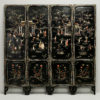 A late 19th century soapstone & lacquer four fold screen