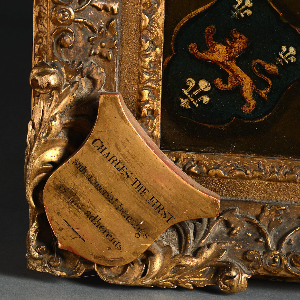 A rare 18th century portrait hatchment of charles i and his adherents
