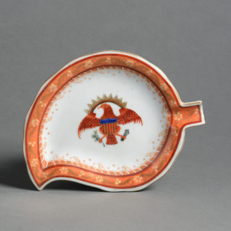 A set of three american market porcelain leaf dishes