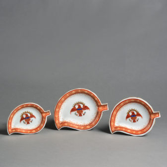 A set of three american market porcelain leaf dishes